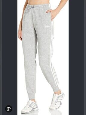 adidas Light Gray Essentials 3-Stripes Joggers Sweatpants